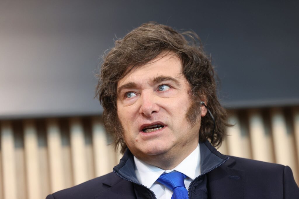 Javier Milei, Argentina's president, speaks at Bloomberg House during the World Economic Forum (WEF) in Davos, Switzerland, on Thursday, Jan. 22, 2026. The annual Davos gathering of political leaders, top executives and celebrities runs from Jan. 19-23. Photographer: Chris Ratcliffe/Bloomberg via Getty Images